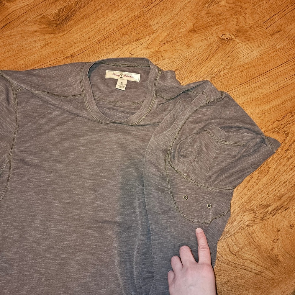 Tommy Bahama Mens short Sleeve T-Shirt Olive Green Slub Knit Crewneck Tee Large - Picture 8 of 8